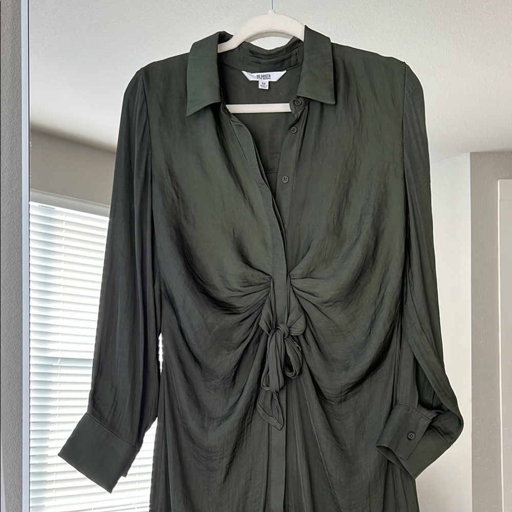 Steve Madden green Long Sleeve Shirt Dress - Picture 4 of 7